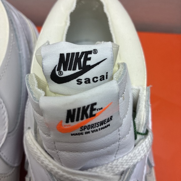 Nike Sacai x Blazer Low White Patent Mens 10 Womens 11.5 - Picture 7 of 16